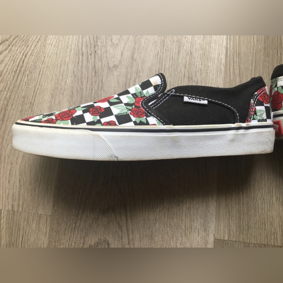 Vans Asher Checkerboard Roses Slip-On Women’s Size 7 - Picture 12 of 15